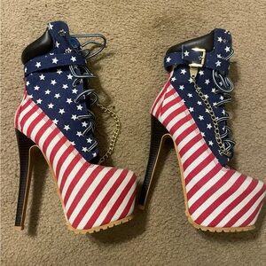 Bold Patriotic Stiletto Heels with Platform